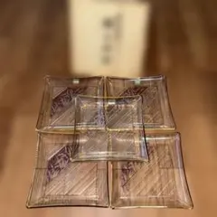 未使用木箱入HOYAクリスタル製柾目切子 銘々皿5枚セット竹柄 - メルカリ