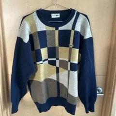 古着 LACOSTE チェック柄ニットセーター