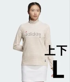 新品✨アディダスゴルフ　上下　長袖モックネックシャツスカート　ロゴ　春秋　Ｌ