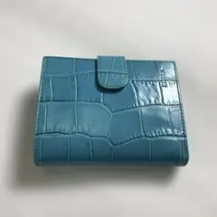 FURLA★クロコダイル型押しレザー 二つ折り財布＊ターコイズブルー