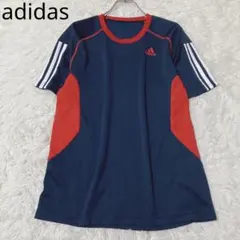 アディダス　Tシャツ　カラーリング　スリーストライプ　ラグランスリーブ　ネイビー