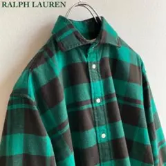 デニム&サプライ ラルフローレン チェックシャツ ネルシャツ XS 緑 黒