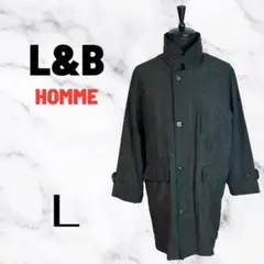 美品✨【L&B】スエードタッチハイネックコート　メッシュライナー付　濃グレー　L