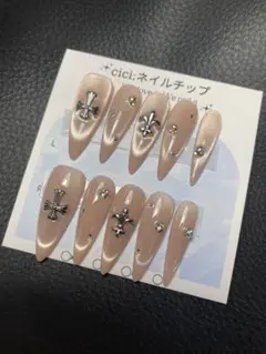 現品ネイルチップ付け爪量産型推しネイルy2kギャル地雷チークネイル十字フレンチ