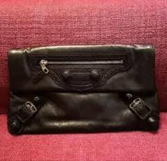 バレンシアガ　黒 レザー クラッチバッグ