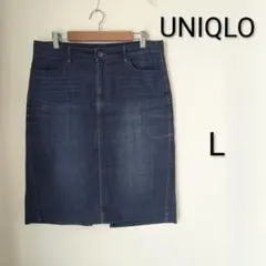 UNIQLOユニクロ　ストレッチタイトスカート L　ネイビー　ひさ丈