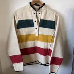 80s Woolrich プルオーバー スナップボタン ボーダー柄 USA製