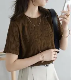 立体ジャガード5分袖 Tシャツ/ディスコートのサムネイル