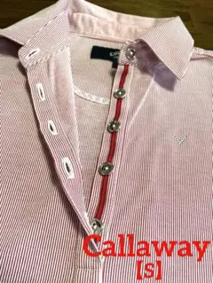 ♡美品♡キャロウェイ♡赤白細ストライプ　半袖ポロシャツ　レディース　ゴルフウェア