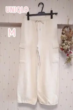 M [ユニクロ] スウェットカーゴパンツ オフホワイト m 裾絞り