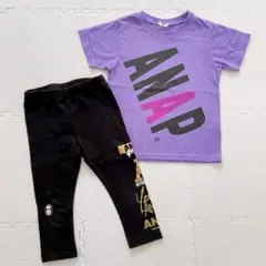 ANAPkidsアナップキッズ110㎝女の子男の子半袖ロゴTシャツレギンスセット