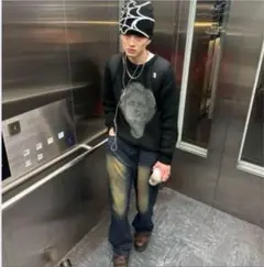 ビーニー メンズ 秋 冬 スパイダーウェブ柄 ニット帽 Y2K セール