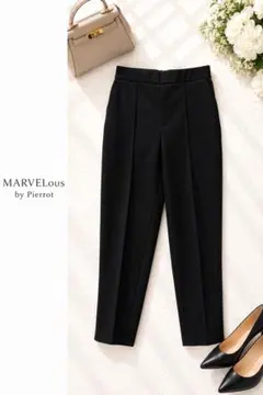 マーベラスバイピエロ　 黒 テーパードパンツ PM センタープレス 美脚