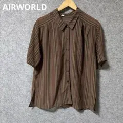 AIRWORLDブラウン系ストライプ 半袖シャツ