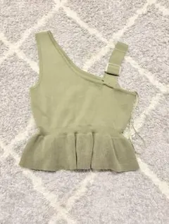 ワンショルダー ペプラム ニットベスト
