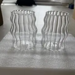 波形デザイン ガラスカップ 6個セット