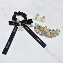 CHANELリボンシュシュ CCロゴピアス バレッタ 3点まとめ売り