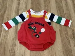 レトロ MIKI HOUSE 飛行機刺繍 だるまオール ロンTセット