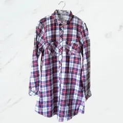 チェックシャツワンピース チュニック LLサイズ 大きいサイズ しまむら 長袖のサムネイル