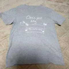 犬プリント 半袖Tシャツ グレー Mサイズ