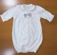 ストライプリボン付きベビードレス50〜60