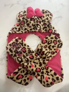 稀少品　ミニー ファンキャップ マフラー　手袋付き　レオパード柄