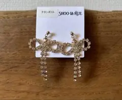 リボンピアス　クリスタル