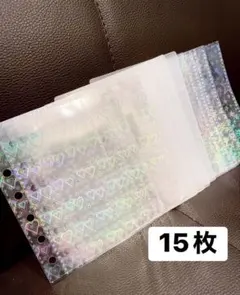 即日翌日発送⭐︎ホログラム柄シール帳のリフィルハート➕星➕ハード計15枚A7