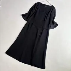 美品 Add rouge ブラックフォーマル 礼服 洗える 重ね着風ワンピース