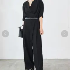 新品✨IENA カシュクール オールインワン ブラック 36 ワイドパンツのサムネイル