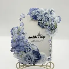 B8 硬質ケースデコ トレカケースデコ 立体シールデコ 青 花 M066