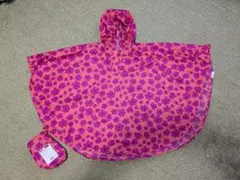 レインコート　雨具　ポンチョ　ピンク花柄　110〜130cm