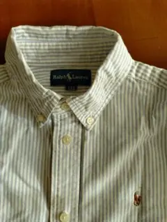 Ralph Lauren キッズ　水色ストライプ長袖シャツ 130cm