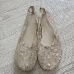 ZARA フラットシューズ バレエシューズ 刺繍