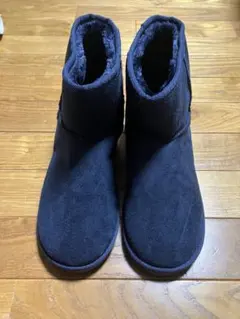 【新品】Harris Tweed ムートンブーツ　ネイビー　サイズM