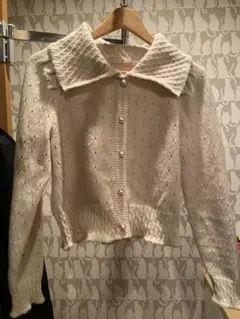 ems アイボリー パールボタン ニットカーディガン サイズF