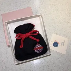 井澤屋　ちりめん巾着袋　ブラック　新品未使用
