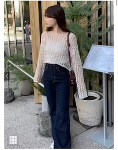 ハイウエストセミフレアデニムパンツ[cu289]