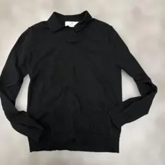 H&M ブラック長袖ポロシャツ US 12/14