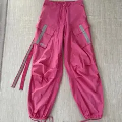 UFO jeans♦︎カーゴパンツ　リフレクター　ピンク　ダメージあり　S相当のサムネイル