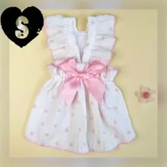 新品 S ピンクハート リボン ワンピース 犬服 猫服 犬の服 ペット服