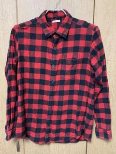 GU チェックシャツ　フランネル　L メンズ　赤　黒