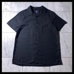 00s OLD GAP オープンカラーシャツ リネンシャツ ダークネイビー