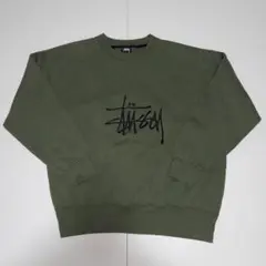 た*か様 Stussy 刺繍ロゴ スウェット オリーブ L フェード 雰囲気