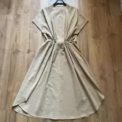 着1回　ユナイテッドアローズ　ウエストギャザーワンピース　ロングシャツワンピース