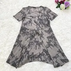 A2529【EVEXbyKRIZIA】ゼブラ柄チュニックワンピース　アシメ　LLのサムネイル