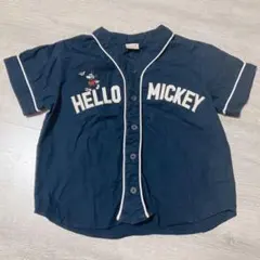 プティマイン ミッキーコラボ ネイビー ベースボールシャツ 90.95.100