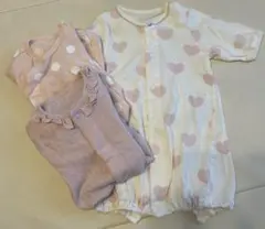 ハート柄・フリル付きツーウェイ・ドレスオール　まとめ売り　新生児
