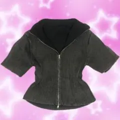 ダブルジッパー トップス レディース フリーサイズ 黒 ニット