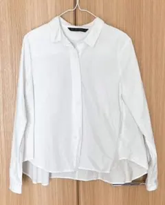 ZARABASIC　裾フレア　長袖シャツ　ホワイト